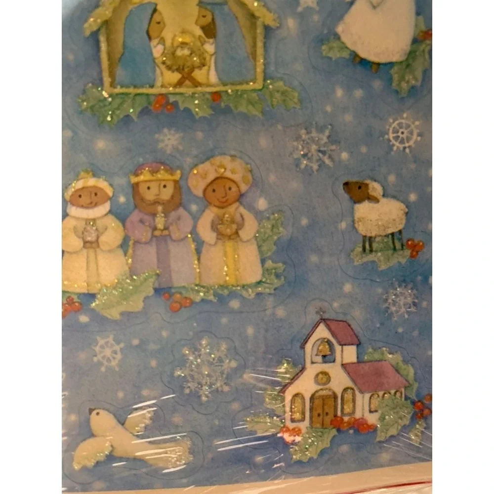 Vintage Hallmark‎ Christmas Stickers Mary Joseph Baby Jesus Manger 3 Wise Men
